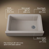 Cairn® 34" undermount single-bowl farmhouse kitchen sink with fluted design