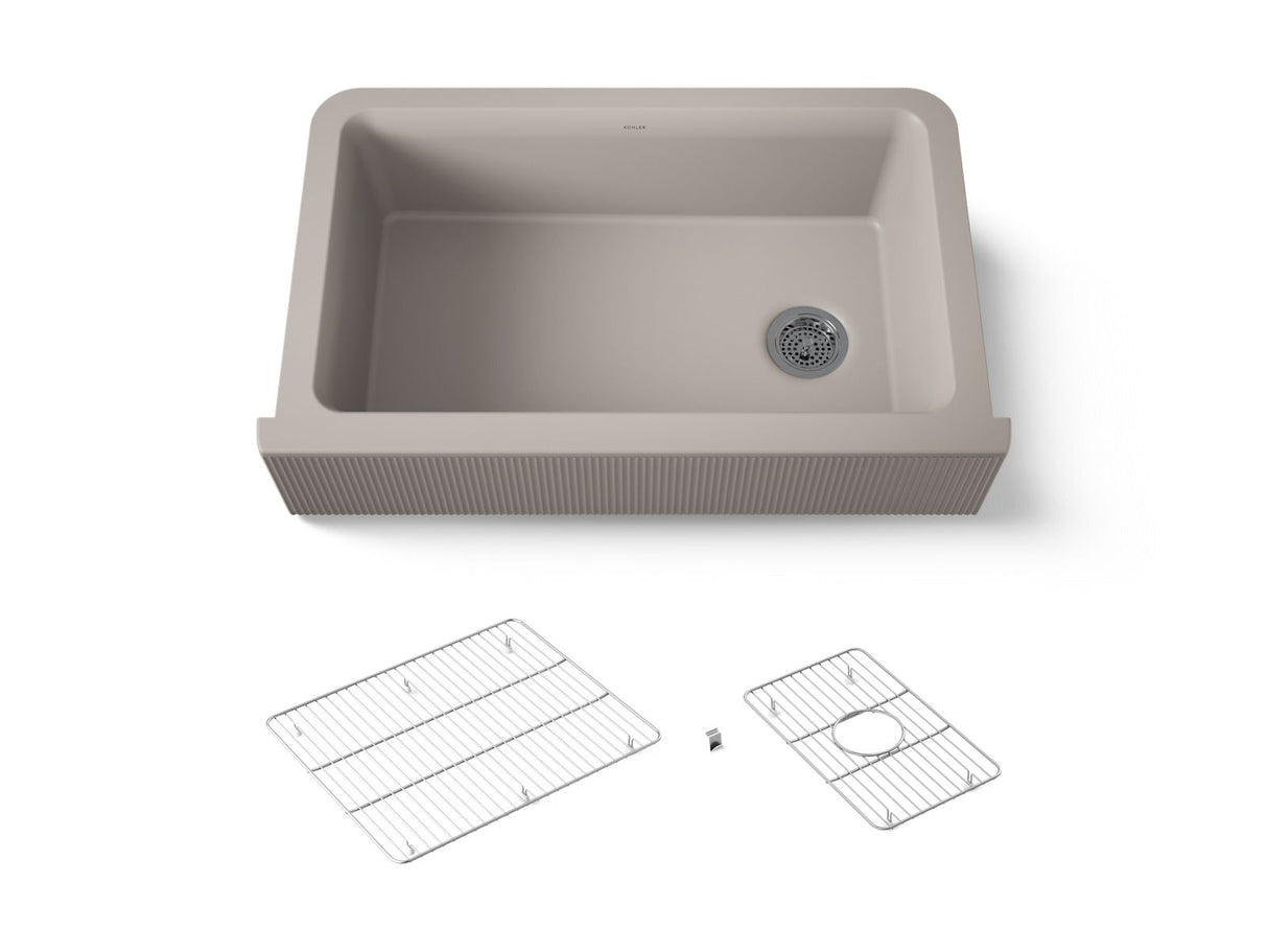 Cairn® 34" undermount single-bowl farmhouse kitchen sink with fluted design