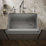 Cairn® 34" undermount single-bowl farmhouse kitchen sink with fluted design