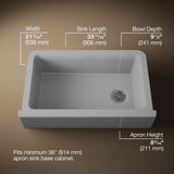 Cairn® 34" undermount single-bowl farmhouse kitchen sink with fluted design