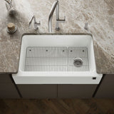 Cairn® 34" undermount single-bowl farmhouse kitchen sink with fluted design