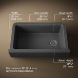Cairn® 34" undermount single-bowl farmhouse kitchen sink with fluted design