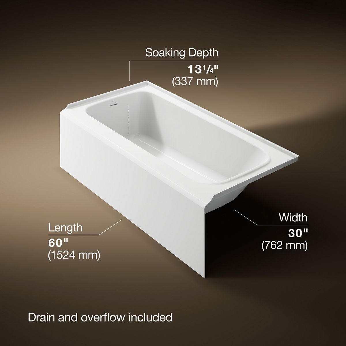 Avec® 60" x 30" alcove bath, left drain