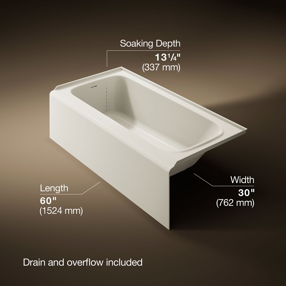 Avec® 60" x 30" alcove bath, left drain