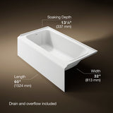Avec® 60" x 32" alcove bath, left drain