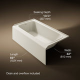 Avec® 60" x 32" alcove bath, left drain