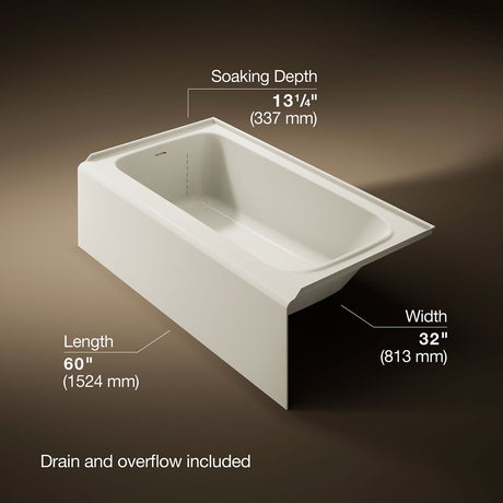Avec® 60" x 32" alcove bath, left drain