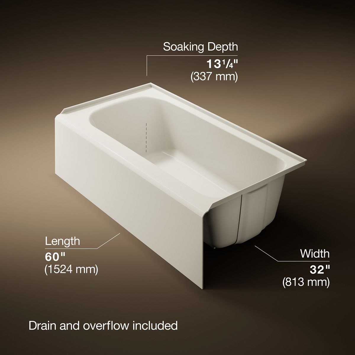 Avec® 60" x 32" alcove bath, right drain