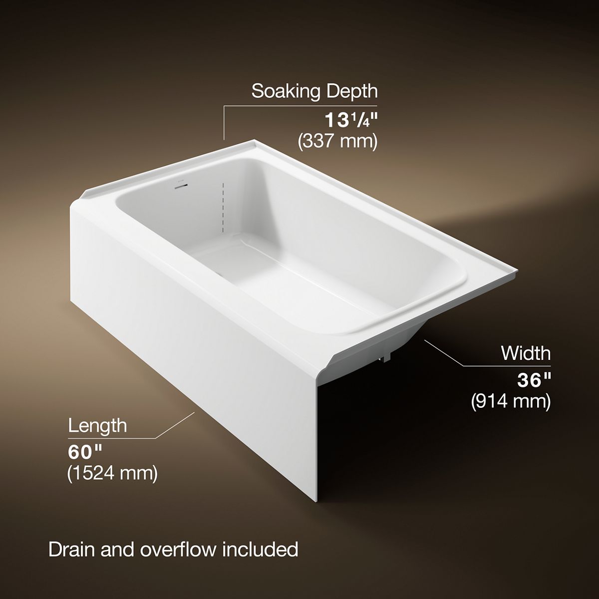 Avec® 60" x 36" alcove bath, left drain