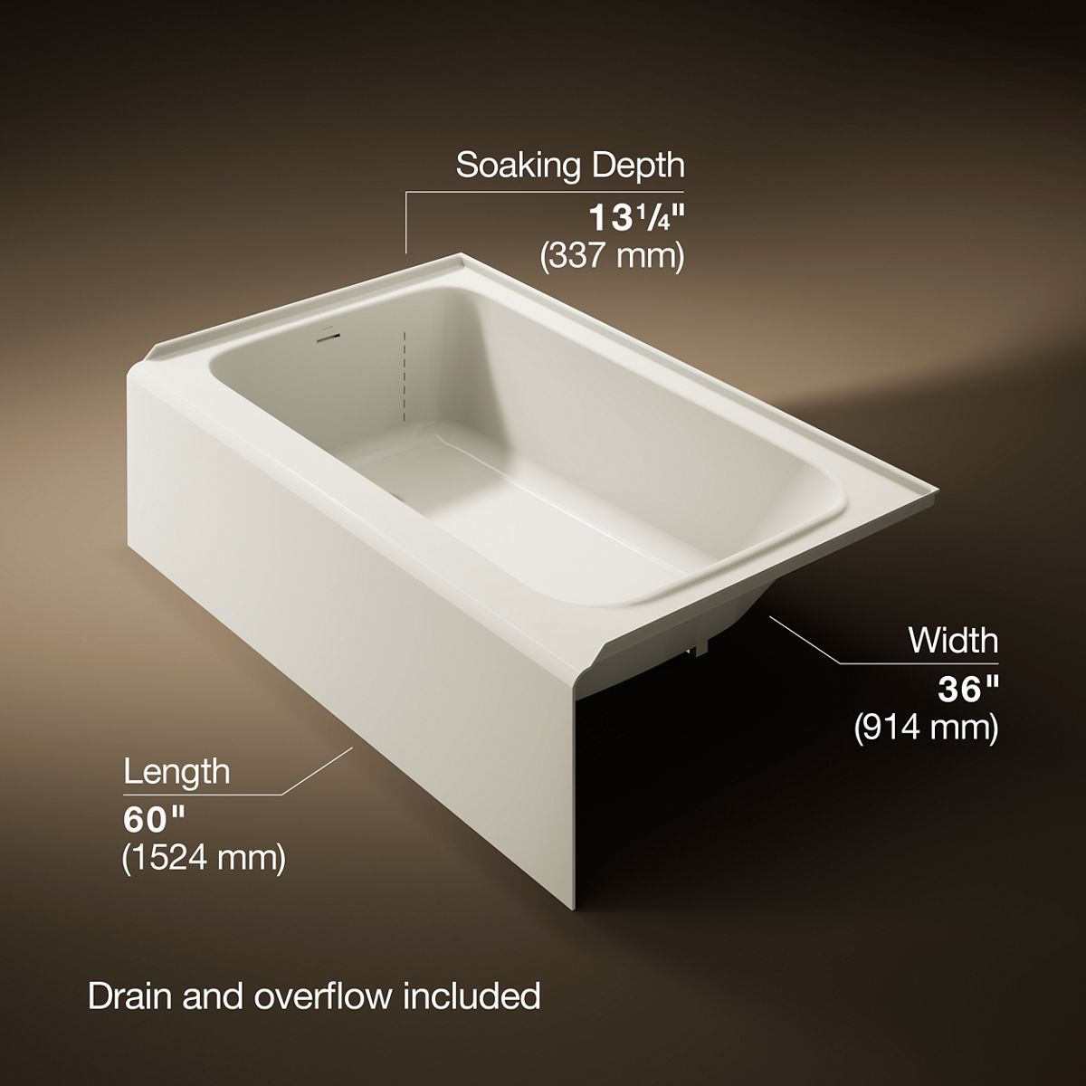 Avec® 60" x 36" alcove bath, left drain