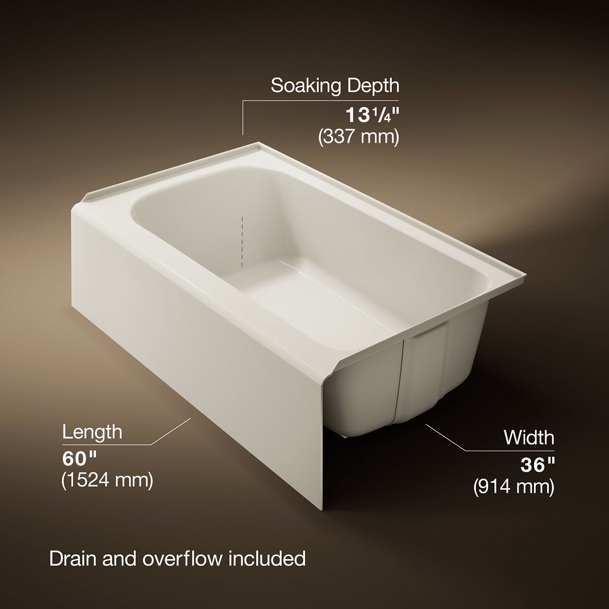Avec® 60" x 36" alcove bath, right drain