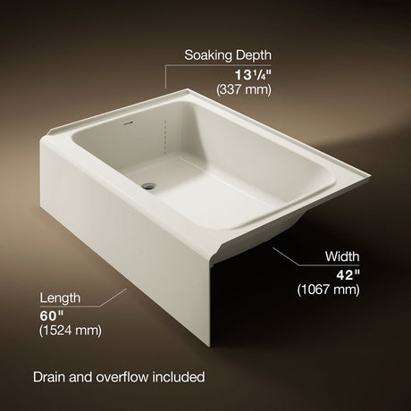 Avec® 60" x 42" alcove bath, left drain