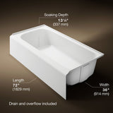 Avec® 72" x 36" alcove bath, right drain