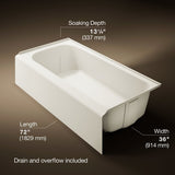 Avec® 72" x 36" alcove bath, right drain