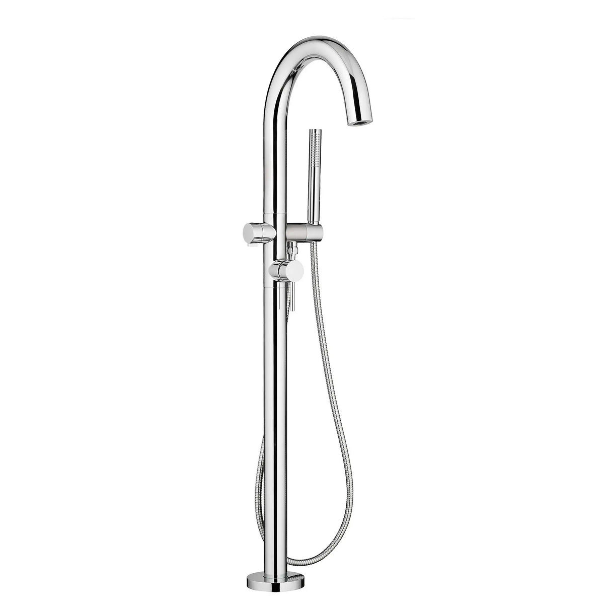 Contemporary Round Freestanding Bathtub With Lever Handle Faucet for Flash® Rough-In Valve