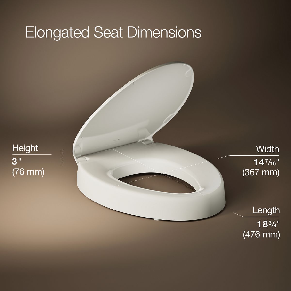 Hyten® Elevated Quiet-Close™ elongated toilet seat