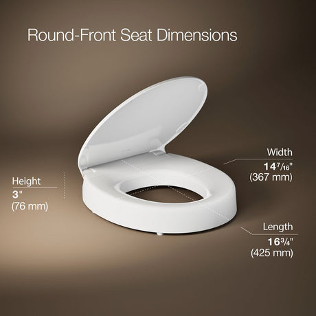 Hyten® Elevated Quiet-Close™ round-front toilet seat
