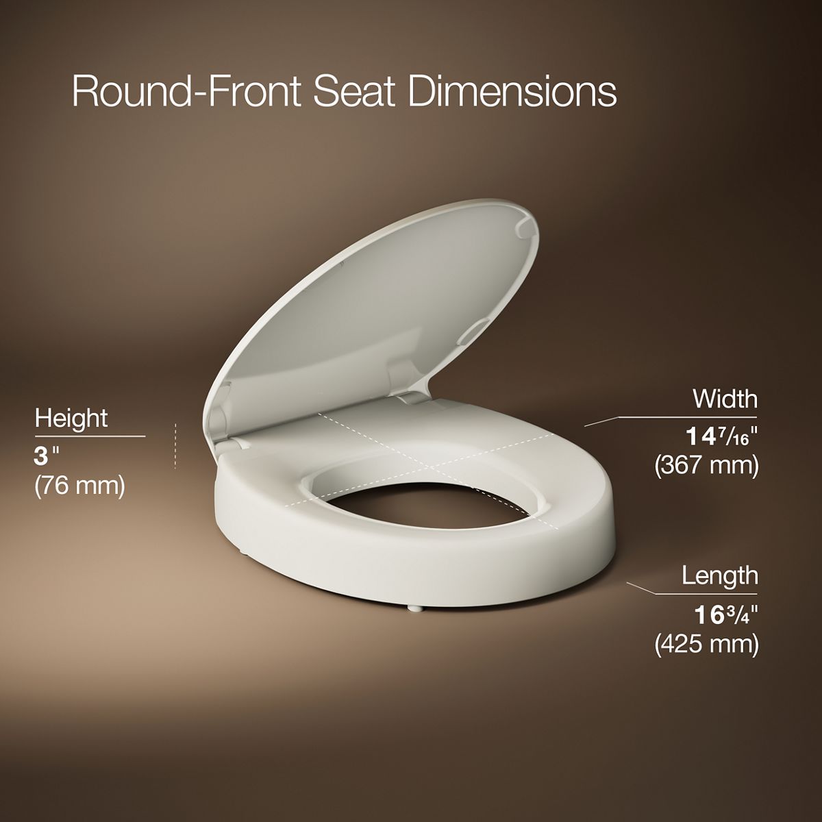 Hyten® Elevated Quiet-Close™ round-front toilet seat