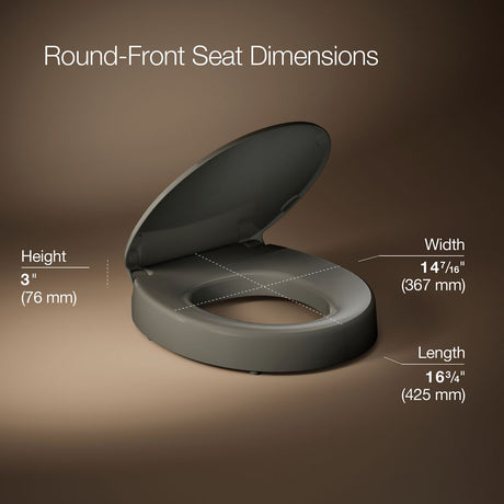 Hyten® Elevated Quiet-Close™ round-front toilet seat