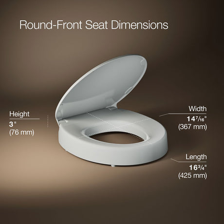 Hyten® Elevated Quiet-Close™ round-front toilet seat