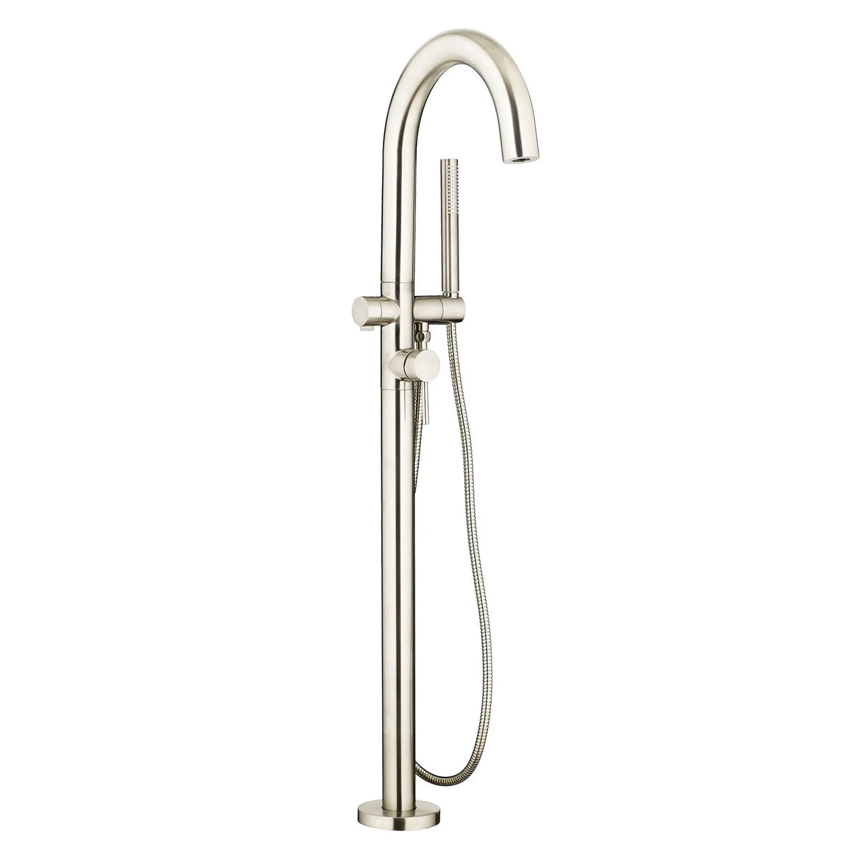 Contemporary Round Freestanding Bathtub With Lever Handle Faucet for Flash® Rough-In Valve