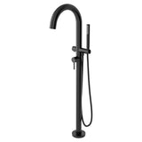 Contemporary Round Freestanding Bathtub With Lever Handle Faucet for Flash® Rough-In Valve