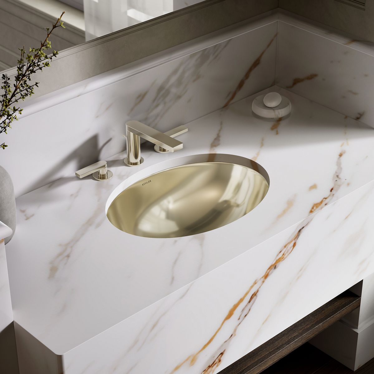 Rhythm® 23-1/4" oval undermount bathroom sink, no overflow