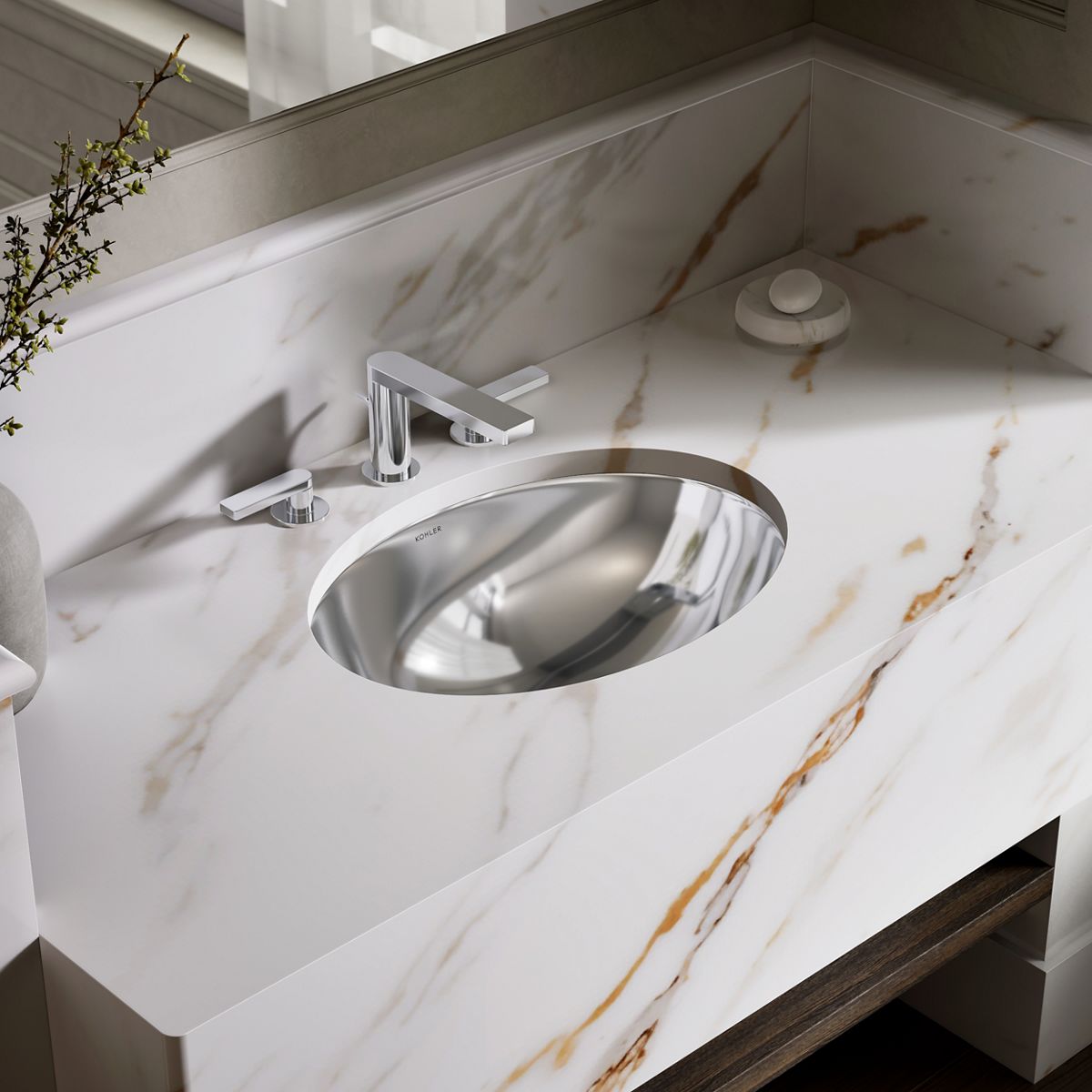 Rhythm® 23-1/4" oval drop-in bathroom sink, no overflow