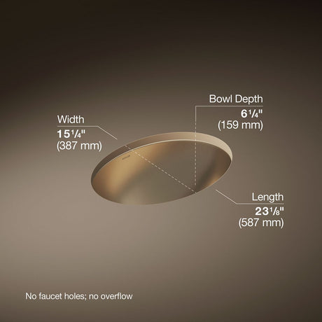 Rhythm® 23-1/4" oval undermount bathroom sink, no overflow