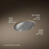 Rhythm® 23-1/4" oval undermount bathroom sink, no overflow