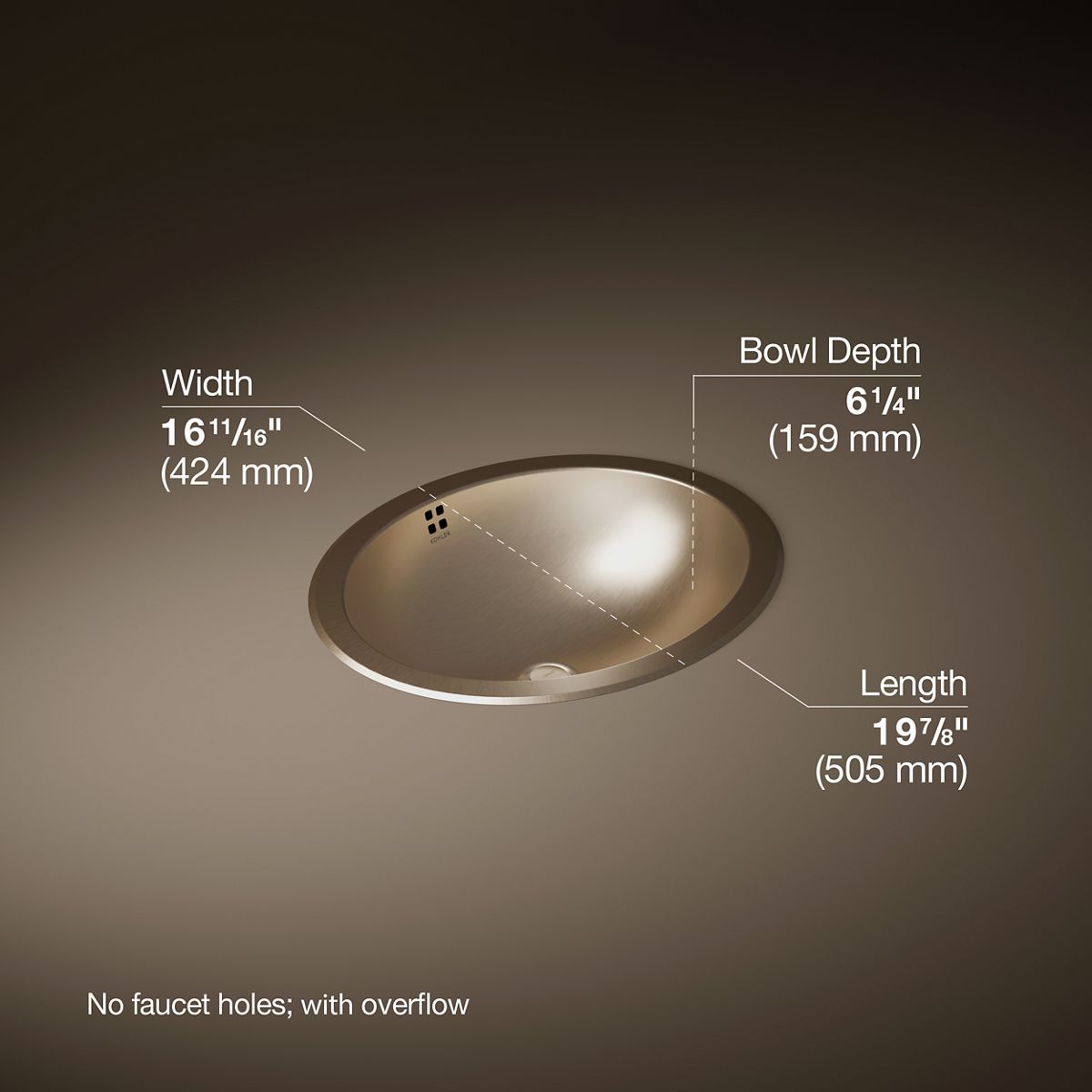 Bachata® 20" oval drop-in/undermount bathroom sink
