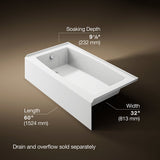 Entity® 60" x 32" alcove bath with left drain