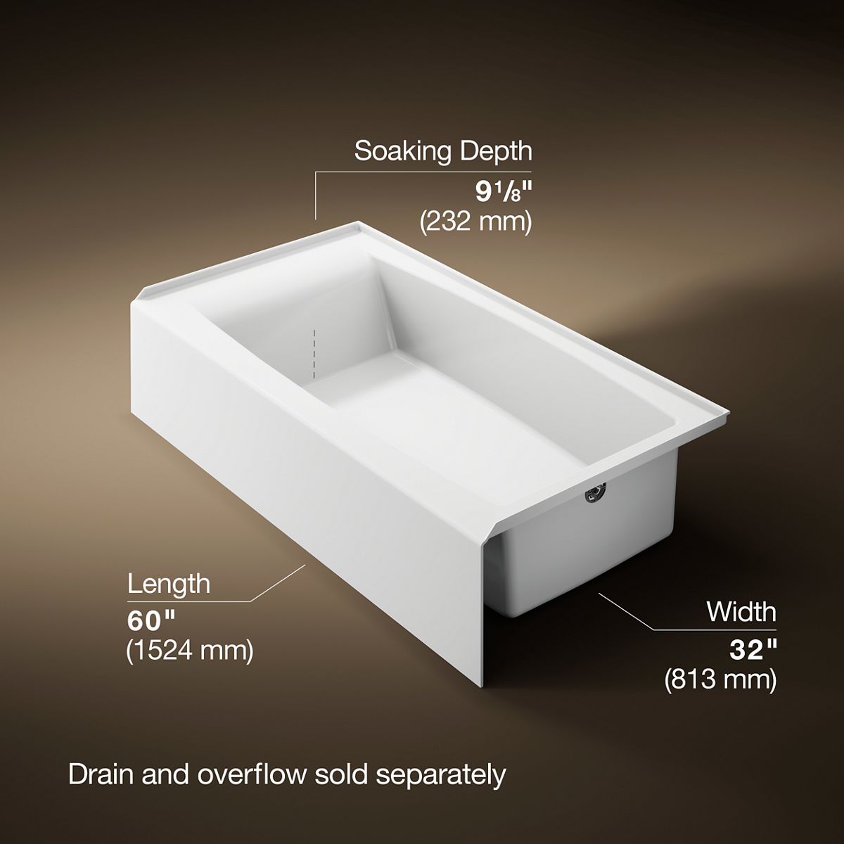 Entity® 60" x 32" alcove bath with right drain