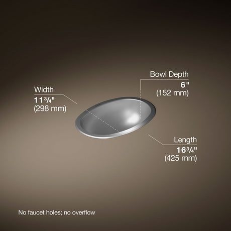 Bolero® 16-3/4" oval drop-in/undermount bathroom sink, no overflow