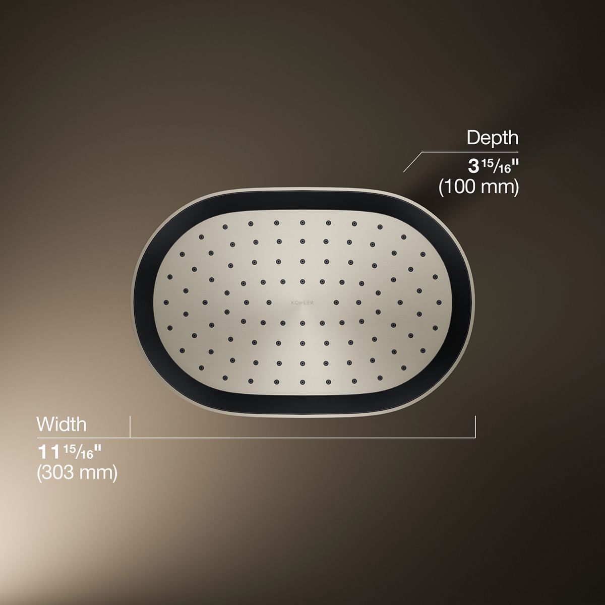 Statement® Oblong 12" single-function rainhead, 2.5 gpm