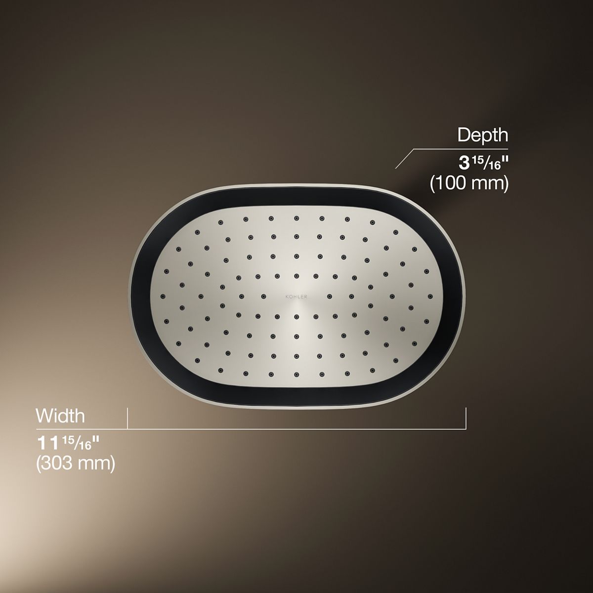 Statement® Oblong 12" single-function rainhead, 2.5 gpm