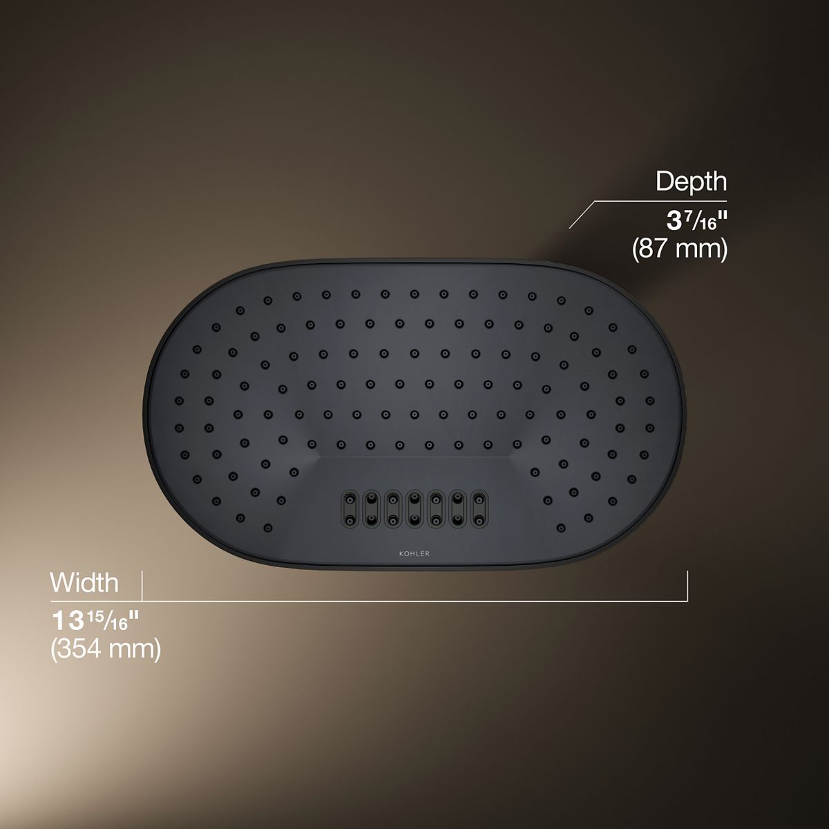 Statement® Oblong 14" two-function rainhead, 2.5 gpm