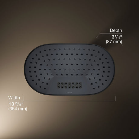 Statement® Oblong 14" two-function rainhead, 2.5 gpm