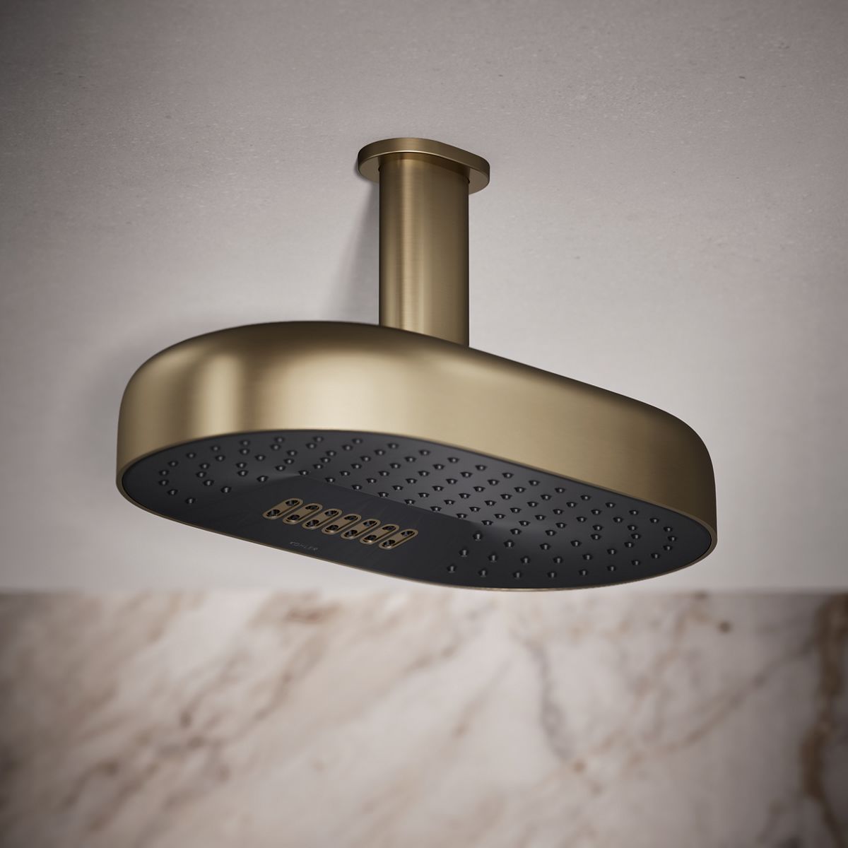Statement® Oblong 14" two-function rainhead, 1.75 gpm
