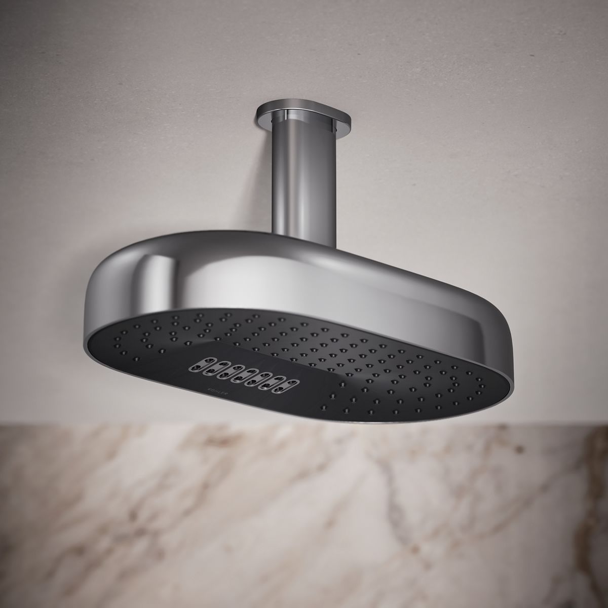 Statement® Oblong 14" two-function rainhead, 1.75 gpm