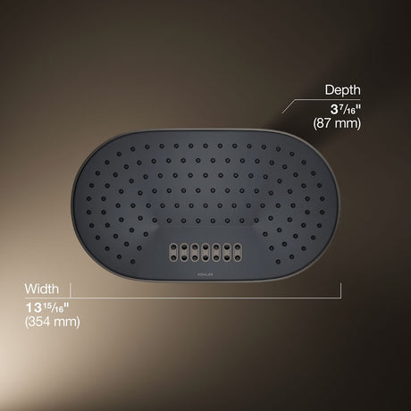 Statement® Oblong 14" two-function rainhead, 1.75 gpm