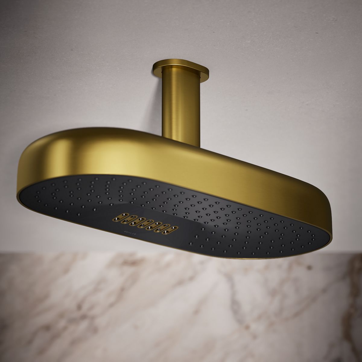 Statement® Oblong 18" two-function rainhead, 2.5 gpm