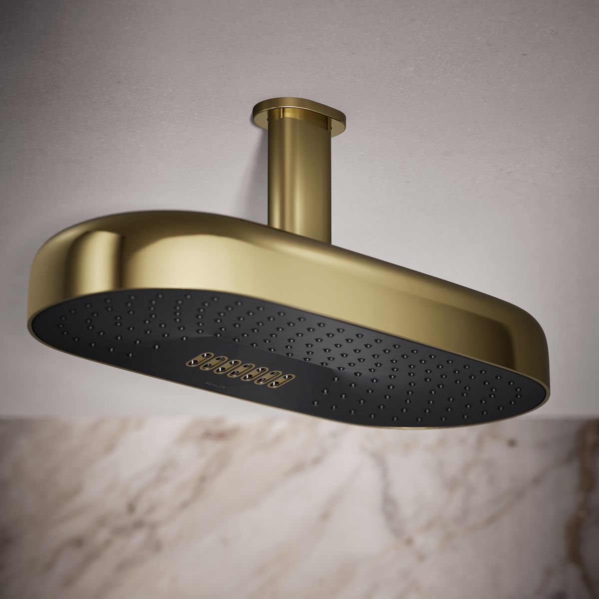 Statement® Oblong 18" two-function rainhead, 2.5 gpm