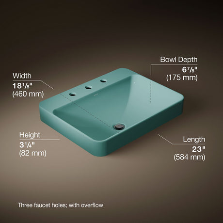 Vox® 23" rectangular vessel bathroom sink