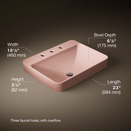 Vox® 23" rectangular vessel bathroom sink