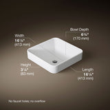 Vox® 16-1/4" square vessel bathroom sink