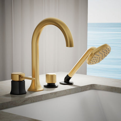 Occasion® Deck-mount handshower holder and two-way diverter valve