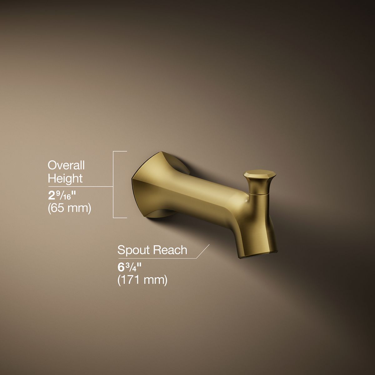 Occasion® Wall-mount bath spout with Straight design and diverter