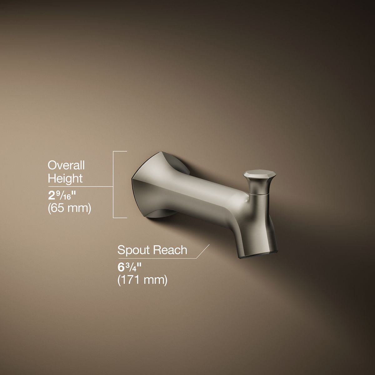 Occasion® Wall-mount bath spout with Straight design and diverter
