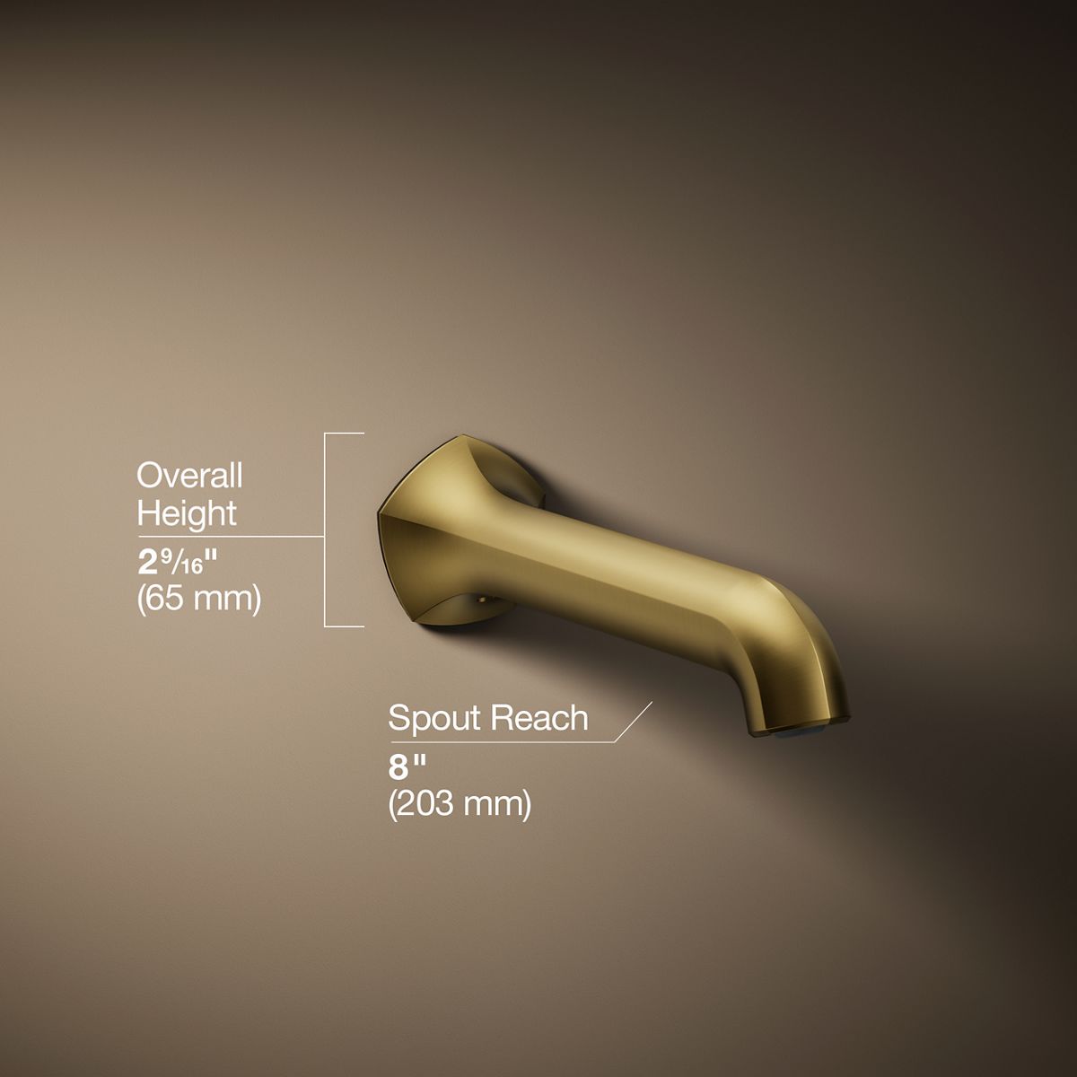 Occasion® Wall-mount bath spout with Straight design, 8"